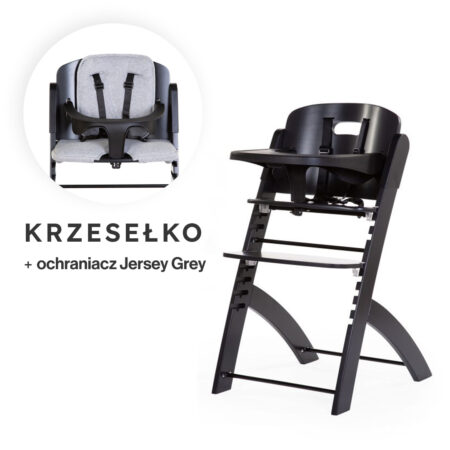 Krzesełko do karmienia Evosit Black + Ochraniacz Jersey Grey