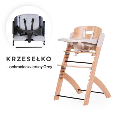 Krzesełko do karmienia Evosit Natural + Ochraniacz Jersey Grey