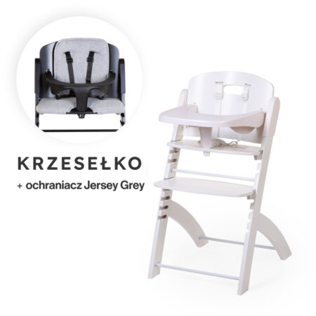 Krzesełko do karmienia Evosit White + Ochraniacz Jersey Grey